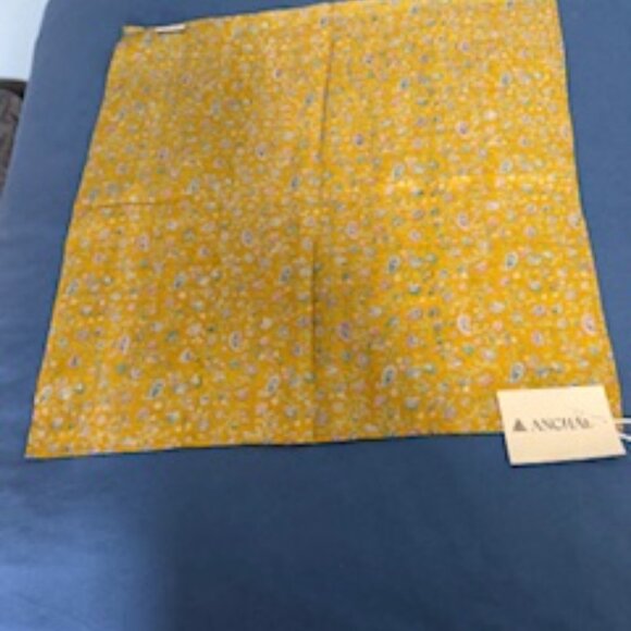 Free People * ANCHAL Vintage Silk Scarf * Yellow * 20" square NWT - Picture 2 of 10